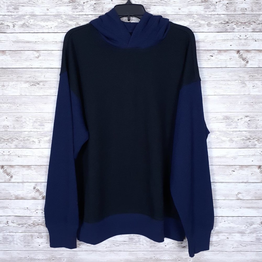 Levis Mens Thermal Shirt XL Hooded Blue Black 586 - Picture 2 of 6